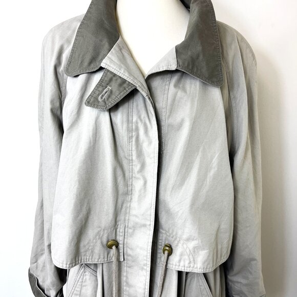 Vintage 1980s Fleet Street brand trench coat in neutral khaki with contrast trim - Picture 4 of 11